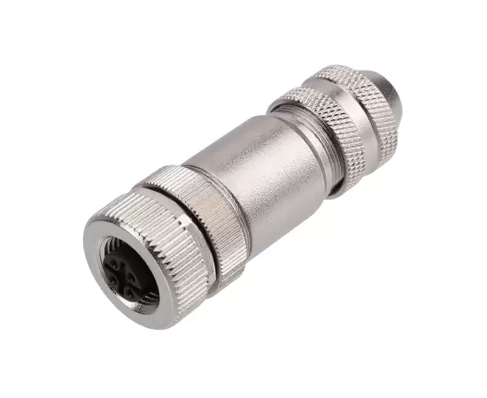 M12 Прямой женский металлический собранный штекер (винт)