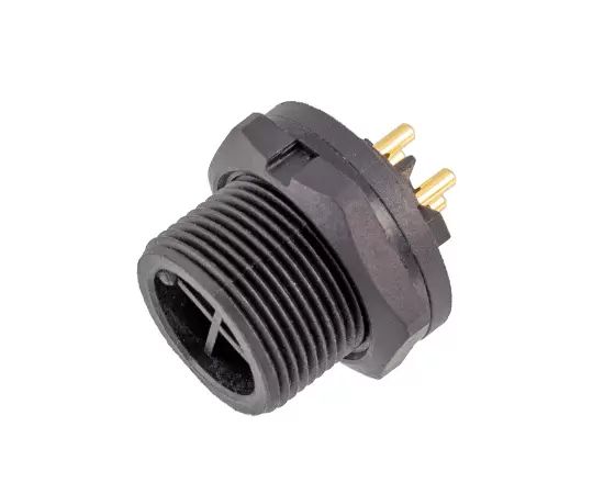 E10 Мужской разъем для задней установки на печатную плату (резьбовой)