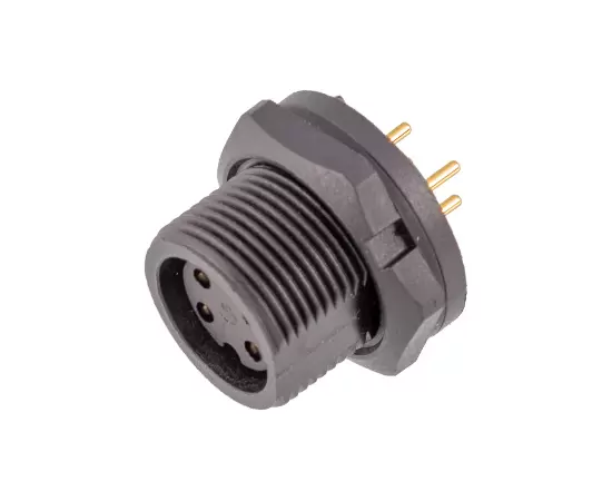 Гнездо E10 для монтажа на печатную плату сзади (резьбовое)