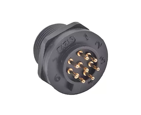 Гнездо E10 для монтажа на печатную плату сзади (резьбовое)