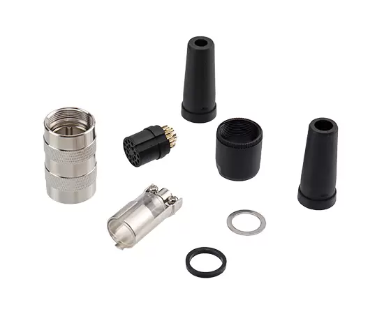 M16 прямая розетка в сборе (пайка, пластиковая трубка)