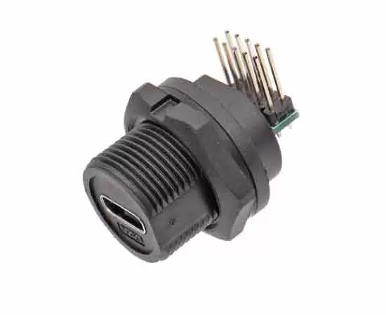 Гнездо печатной платы TYPE-C с задним креплением, угловое (резьбовое)