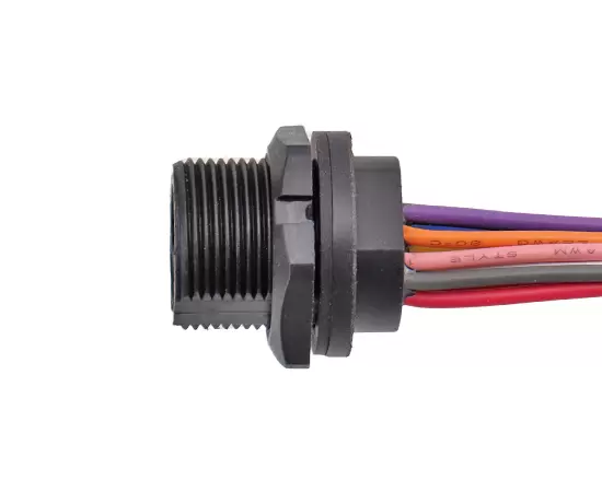 Гнездо типа C с задним креплением, с проводом (резьбовое)