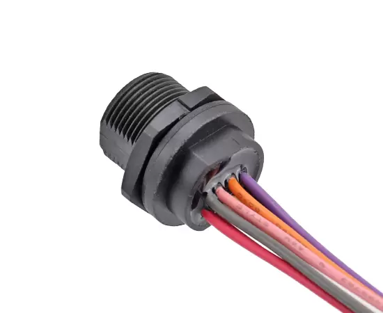 Гнездо типа C с задним креплением, с проводом (резьбовое)