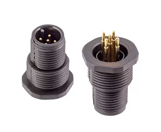 M12 Мужское заднее крепление (PCB, Винт M15*1, Пластиковый тип)