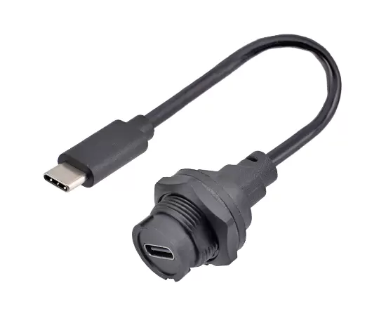 Гнездо типа C с задним креплением «мама» к кабелю с литой оболочкой «папа» (байонет)