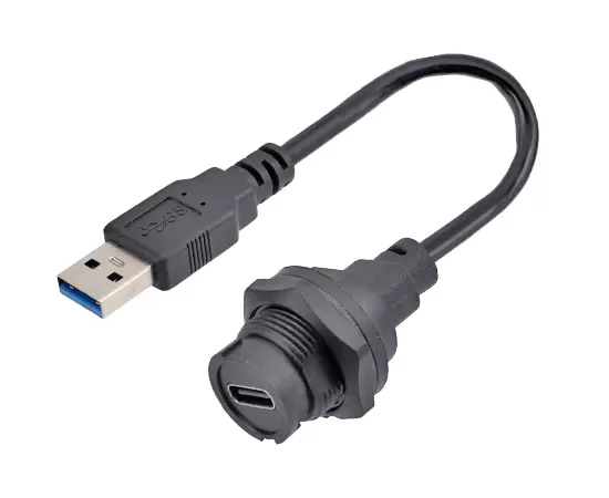 TYPE-C гнездо сзади для USB-штекера с литой оболочкой (байонет)