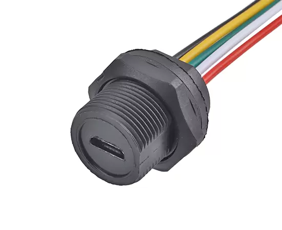 Гнездо MICRO USB с задним креплением и проводом (резьбовое)