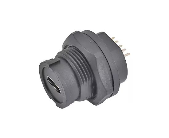 Гнездо MICRO USB Female для монтажа на заднюю панель печатной платы (байонет)