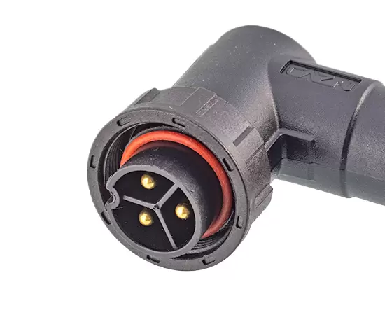 E13 Мужской угловой штекерный кабель с накладным литьем (резьбовой)