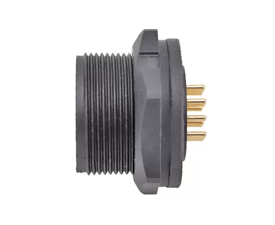 Штекерное гнездо E13 для монтажа на заднюю часть печатной платы (резьбовое)