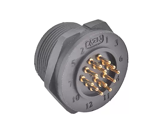 Штекерное гнездо E13 для монтажа на заднюю часть печатной платы (резьбовое)