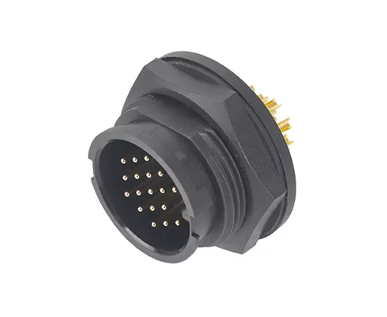 E16 Мужской разъем для пайки сзади (байонетный)