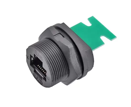 RJ45 гнездо для подключения заднего порта Ethernet к сетевому кабелю терминала (пластиковый корпус терминала с изогнутыми контактами ZH1.5) (резьбовое)