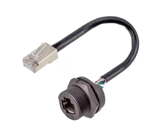 Гнездо RJ45 с задним креплением, с проводом, не приклеенным (резьбовое)