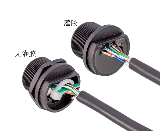 Гнездо RJ45 с задним креплением, с проводом, не приклеенным (резьбовое)