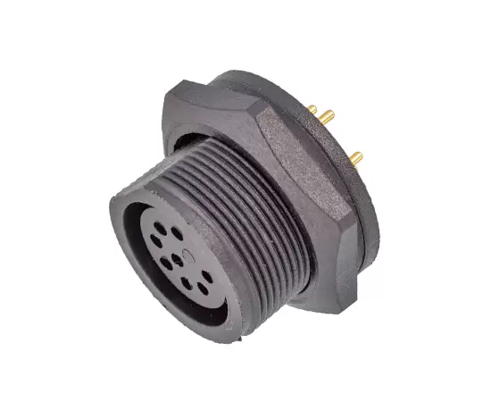 Гнездо E13 для монтажа на заднюю часть печатной платы (резьбовое)