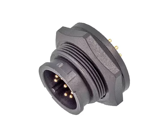 Штекерное гнездо E13 для монтажа на заднюю панель печатной платы (байонетное)