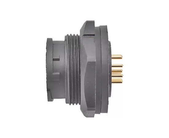 Штекерное гнездо E13 для монтажа на заднюю панель печатной платы (байонетное)