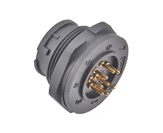 Штекерное гнездо E13 для монтажа на заднюю панель печатной платы (байонетное)