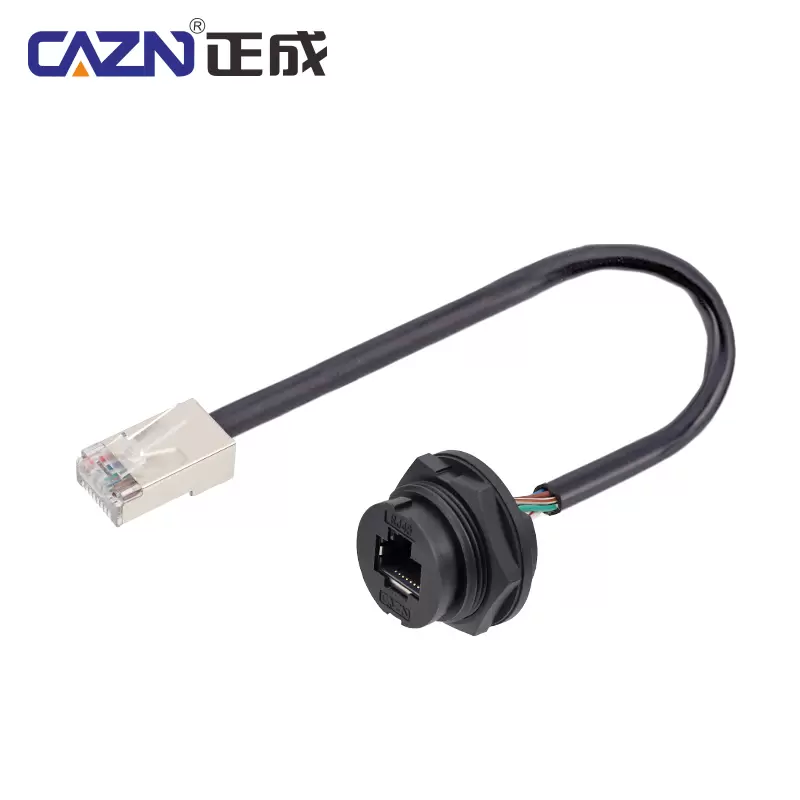 Гнездо RJ45 с задним креплением, с приклеенным проводом (байонетное)