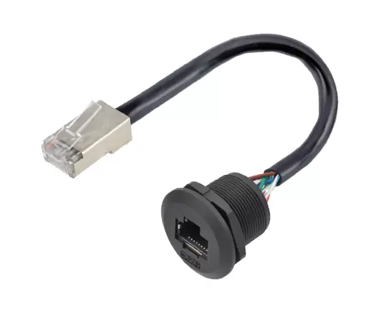 EP-RJ45 Гнездо для монтажа на передней панели/Прямой штекер с проволочным клеевым заполнением (резьбовое)