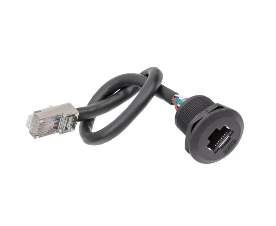 EP-RJ45 Гнездо для монтажа на передней панели/Прямой штекер с проволочным клеевым заполнением (резьбовое)