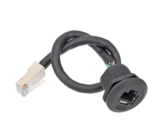 EP-RJ45 Гнездо для установки на передней панели/Прямой штекер с проводом без клеевого заполнения (резьбовое)