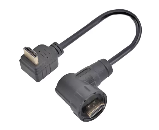 Кабель HDMI R/A Male to R/A Male (резьбовой)