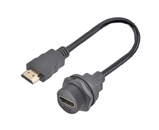 Гнездо HDMI для монтажа на задней панели к кабелю Str.Male (резьбовое)