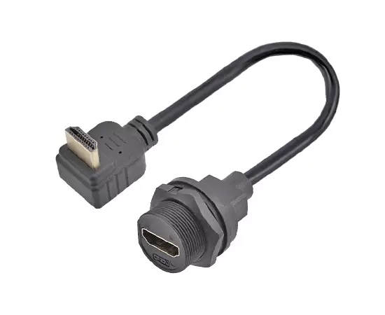 Гнездо HDMI для монтажа на задней панели к кабелю R/A Male (резьбовое)