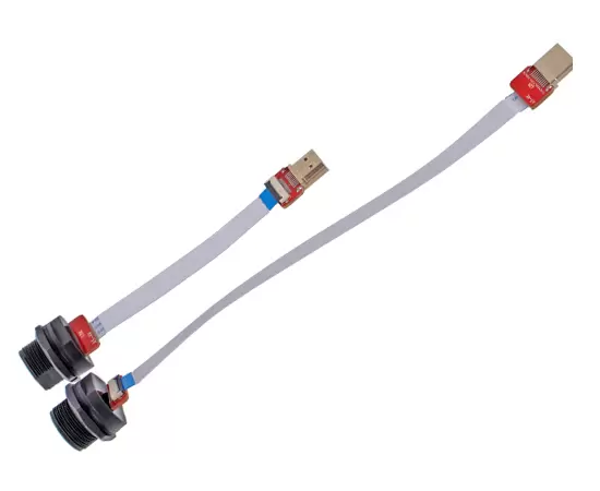 HDMI Female с задним креплением на прямой HDMI Male FFC (резьбовой)