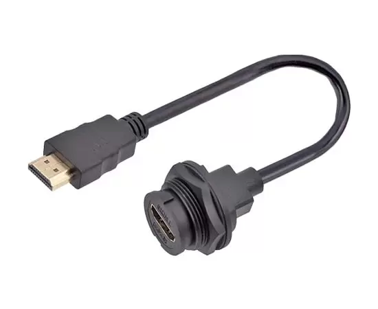 E16 HDMI гнездо для крепления на задней панели к кабелю Str.Male (байонет)
