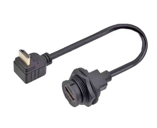 E16 HDMI гнездо для монтажа на задней панели к кабелю R/A male (байонет)
