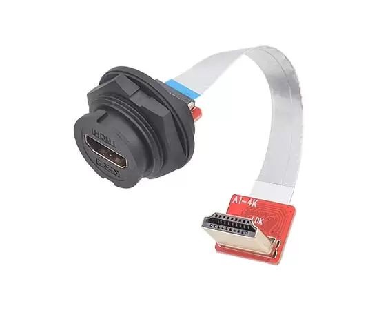 E16 HDMI Female с задним креплением на R/A HDMI Male FFC Type (байонет)