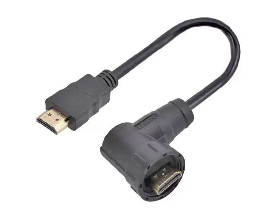 Кабель HDMI R/A «папа» - «папа» (резьбовой)